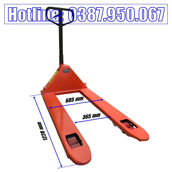 Kích thước xe nâng tay càng rộng