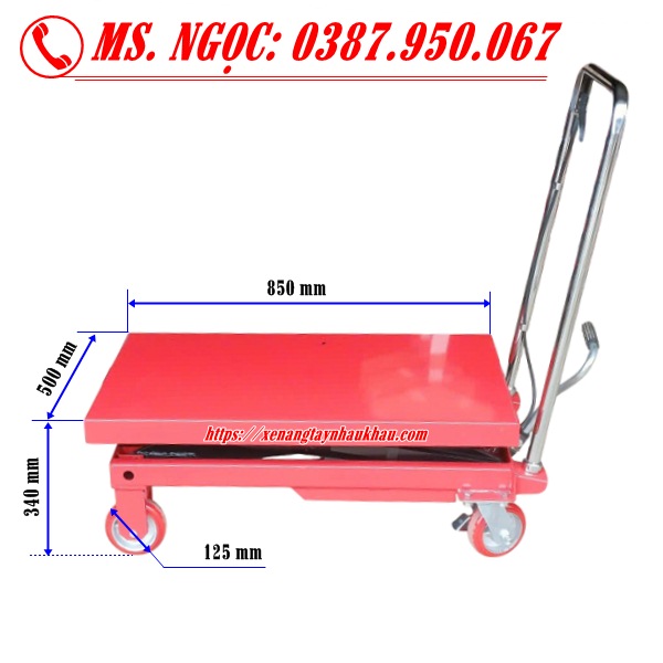 Kích thước bàn nâng thủy lực 300kg