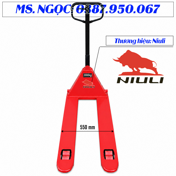 Xe nâng tay 3000kg càng hẹp Niuli