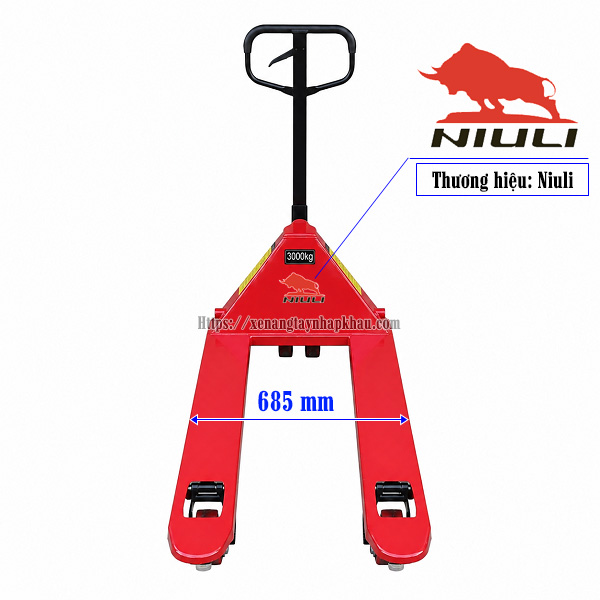 Xe nâng tay 3000kg càng rộng Niuli