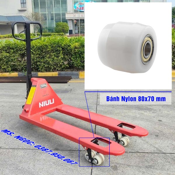 Bánh Nylon 80x70 mm xe nâng tay thấp
