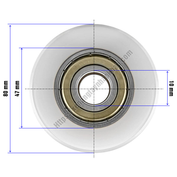 Kích thước bánh Nylon 80x70 mm