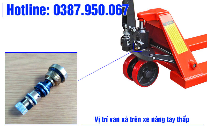 Vị trí van xả trên xe nâng tay thấp