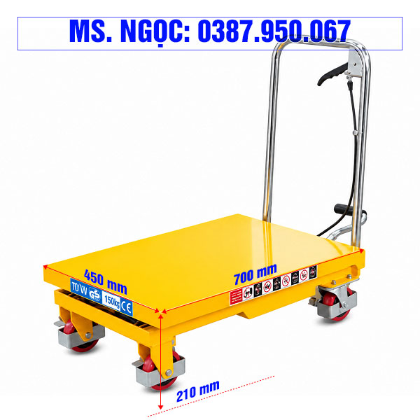Kích thước bàn nâng thủy lực 150kg PT150