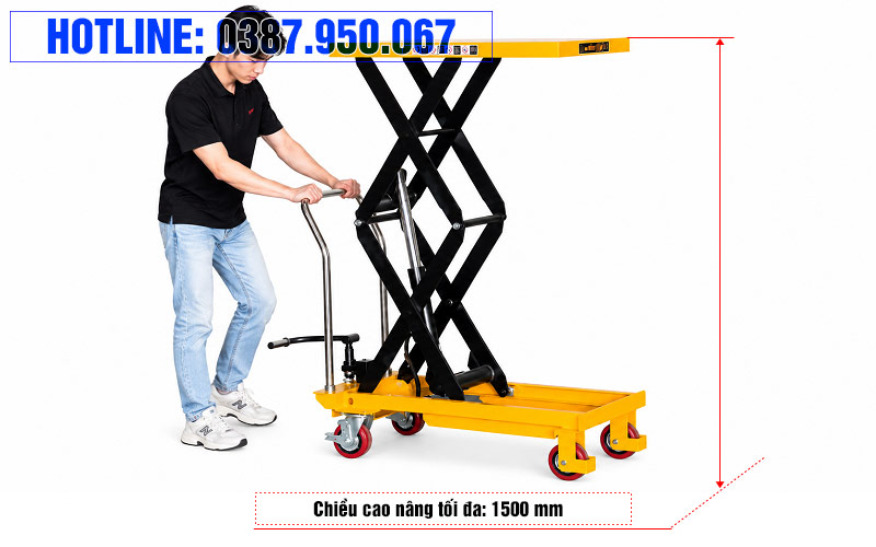 Chiều cao nâng bàn nâng thủy lực 500kg pts500