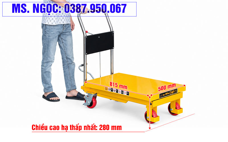 Kích thước bàn nâng thủy lực 300kg PT300B