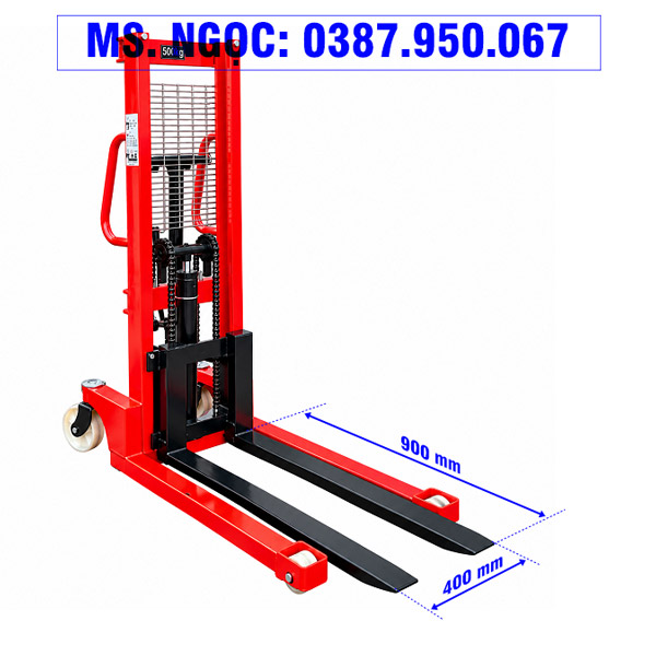 Kích thước càng xe nâng tay cao 500kg